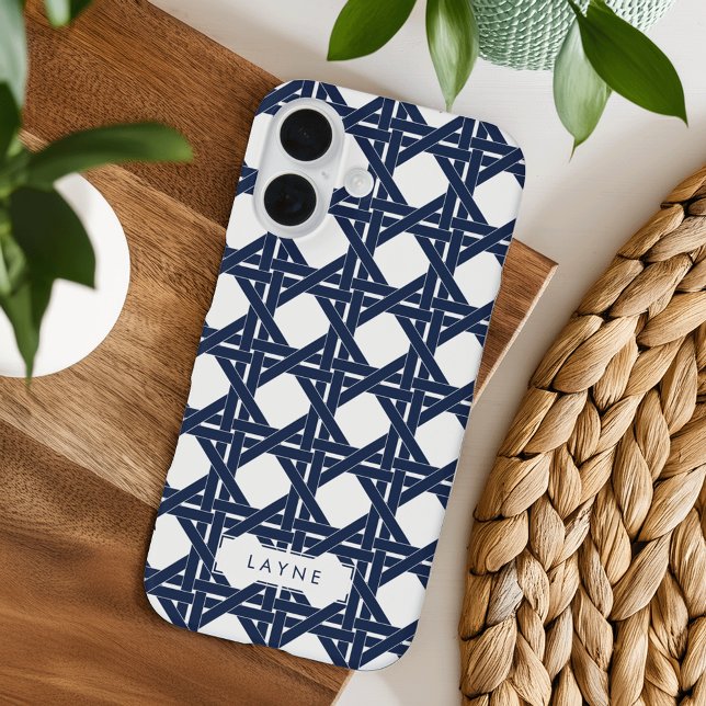 Coques Case-Mate iPhone Motif en panier d'été blanc et marine (Créateur téléchargé)
