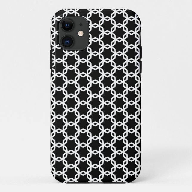 Coques Case-Mate iPhone Motif en treillis noir et blanc (Dos)