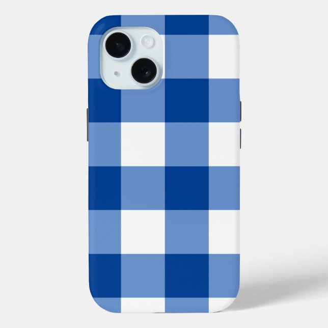 Coques Case-Mate iPhone Motif en vichy bleu (Verso)