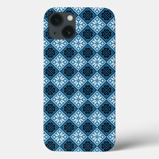 Coques Case-Mate iPhone Motif estonien bleu noir et blanc Mitten (Verso)