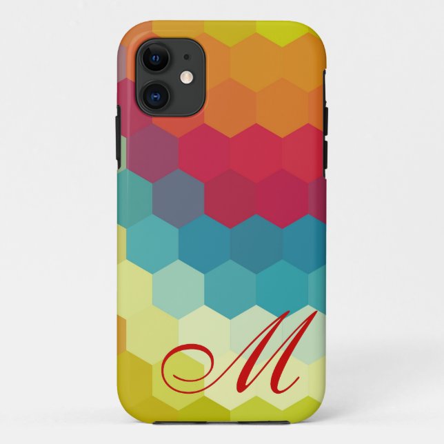 Coques Case-Mate iPhone Motif et monogramme 2 d'hexagone d'arc-en-ciel (Dos)