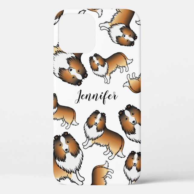 Coques Case-Mate iPhone Motif et nom de chien Sheltie de dessin animé en s (Verso)
