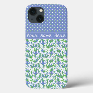 Coque Case-Mate iPhone Motif et Pois White Snowdrops sur Blue