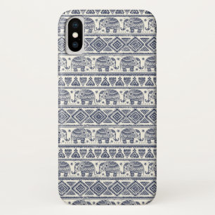 Coques Pour iPhone Motif ethnique bleu d'éléphant