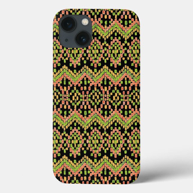 Coques Case-Mate iPhone Motif ethnique couleur Ikat sur noir (Verso)
