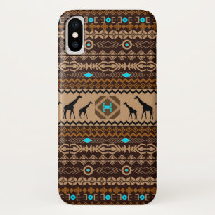 Coque iPhone X Motif ethnique géométrique Brown Giraffe africaine
