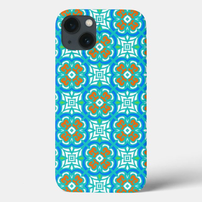 Coques Case-Mate iPhone Motif ethnique turquoise (Verso)