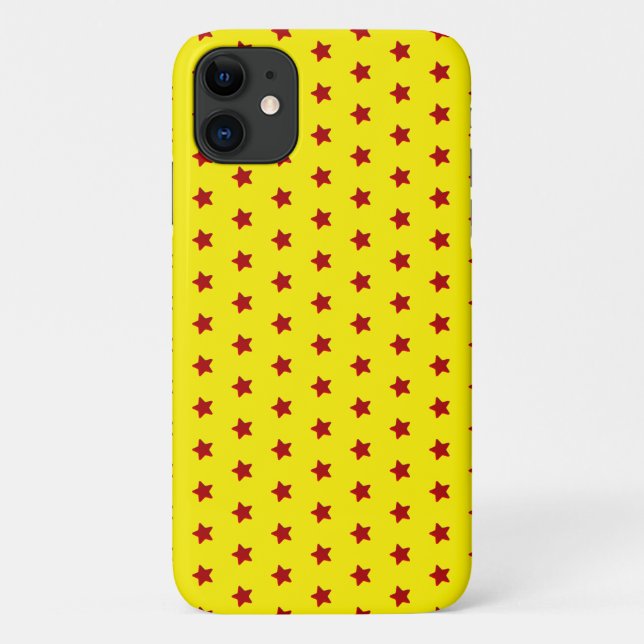 Coques Case-Mate iPhone motif étoile rouge sur jaune (Dos)