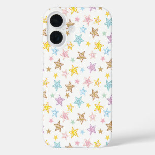 Coque Pour iPhone 16 Motif Étoiles Esquissées