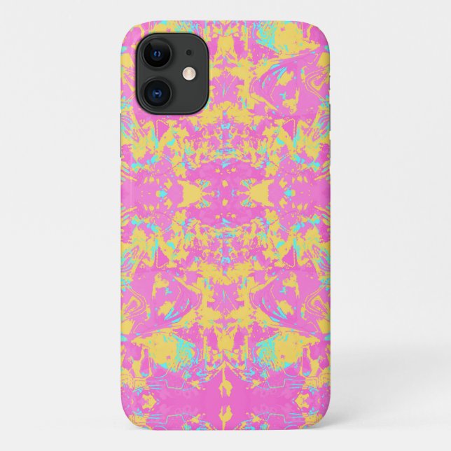 Coques Case-Mate iPhone Motif exclusif Abstrait rose jaune (Dos)