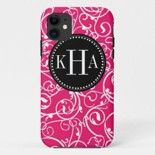 Coque iPhone 11 Motif fait sur commande de monogramme de damassé