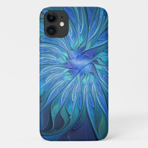 Case-Mate iPhone Case Motif fantaisie fleur bleue, art fractal abstrait