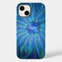 Motif fantaisie fleur bleue, art fractal abstrait