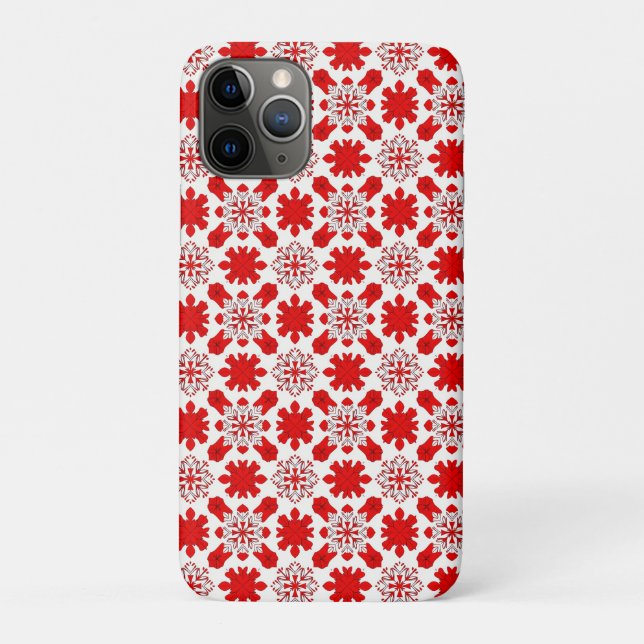 Coques Case-Mate iPhone Motif festif de flocons de neige rouges et blancs (Dos)