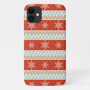 Case-Mate iPhone Case Motif Festive Red Mint Stripes Snowflakes