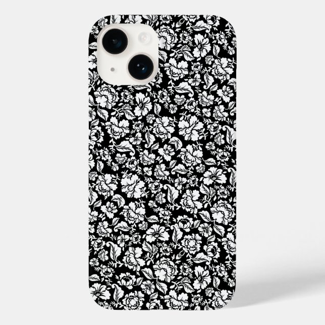 Coques Case-Mate iPhone motif feuille 14b. noir BG (Verso)