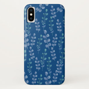 Case-Mate iPhone Case Motif feuille aquarelle sur un bleu classique