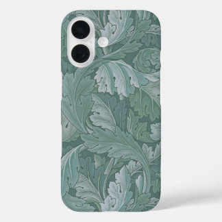Coque Pour iPhone 16 Motif feuille d'acanthe bleu sarcelle de William M