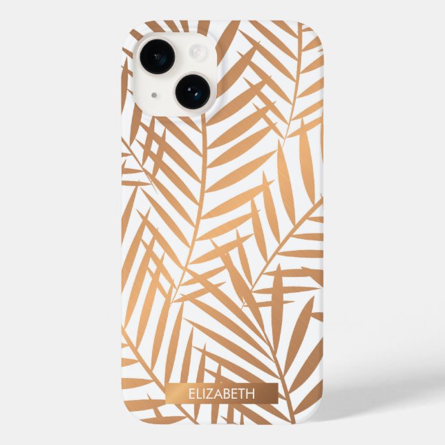 Coques Case-Mate iPhone Motif feuille de palmier d'or (Verso)