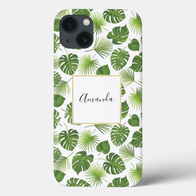 Coques Case-Mate iPhone Motif Feuille élégant Green Tropical (Verso)