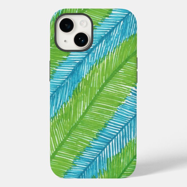 Coques Case-Mate iPhone Motif Feuille Green and Blue Palm (Verso)