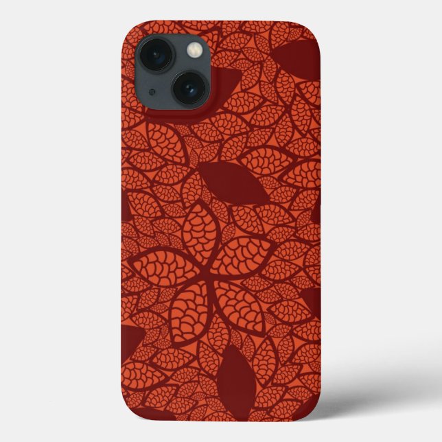 Coques Case-Mate iPhone Motif feuille rouge sur orange (Verso)