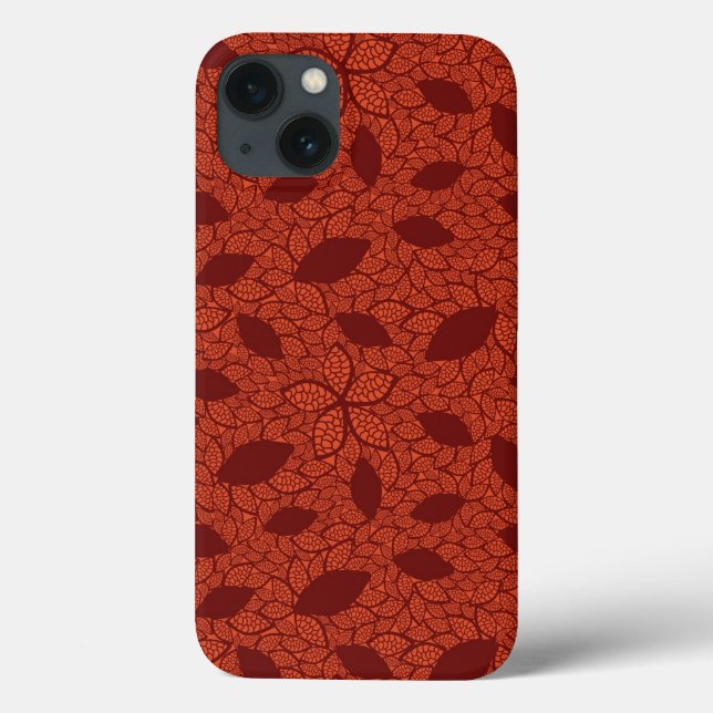 Coques Case-Mate iPhone Motif feuille rouge sur orange (Verso)
