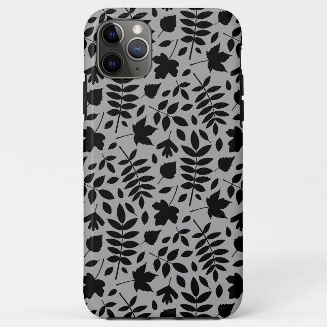 Coques Case-Mate iPhone Motif Feuille tombé noir sur gris (Dos)