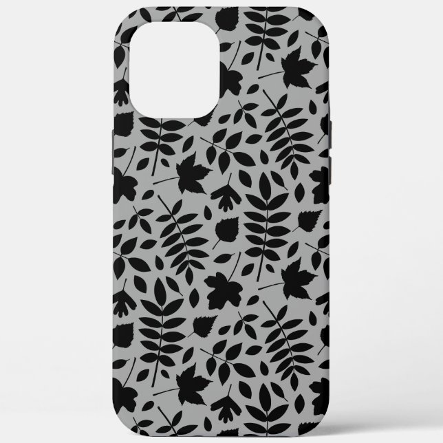 Coques Case-Mate iPhone Motif Feuille tombé noir sur gris (Verso)