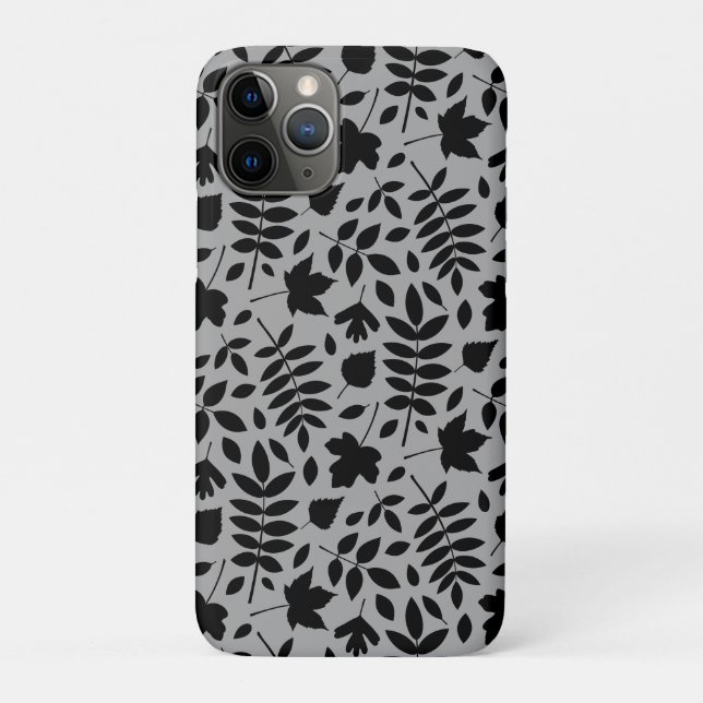 Coques Case-Mate iPhone Motif Feuille tombé noir sur gris (Dos)
