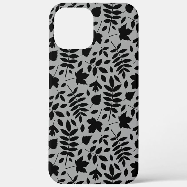 Coques Case-Mate iPhone Motif Feuille tombé noir sur gris (Verso)