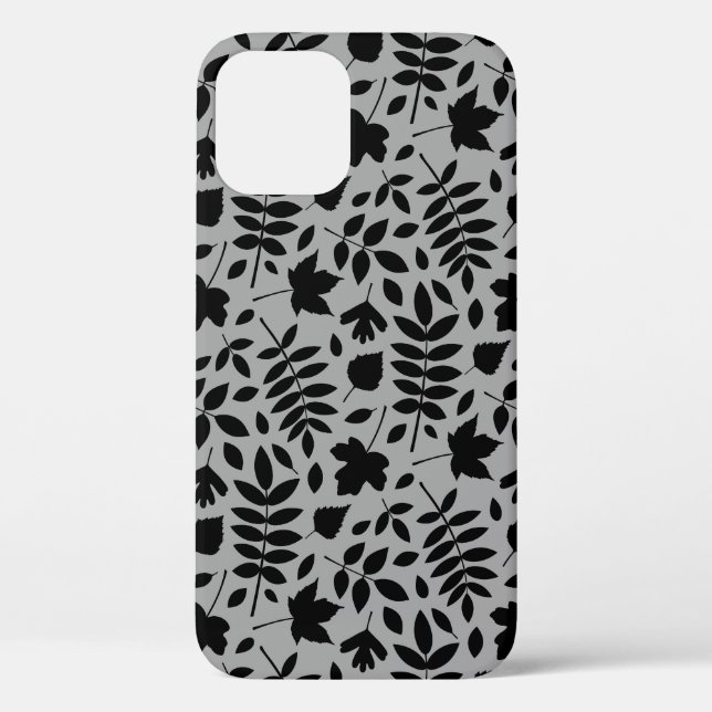 Coques Case-Mate iPhone Motif Feuille tombé noir sur gris (Verso)