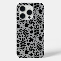 Motif Feuille tombé noir sur gris