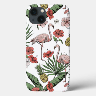 Case-Mate iPhone Case Motif flamant hawaïen dessiné à la main blanc