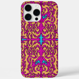 Coque iPhone 16 Pro Max Motif flamboyant néon rose pink baroque