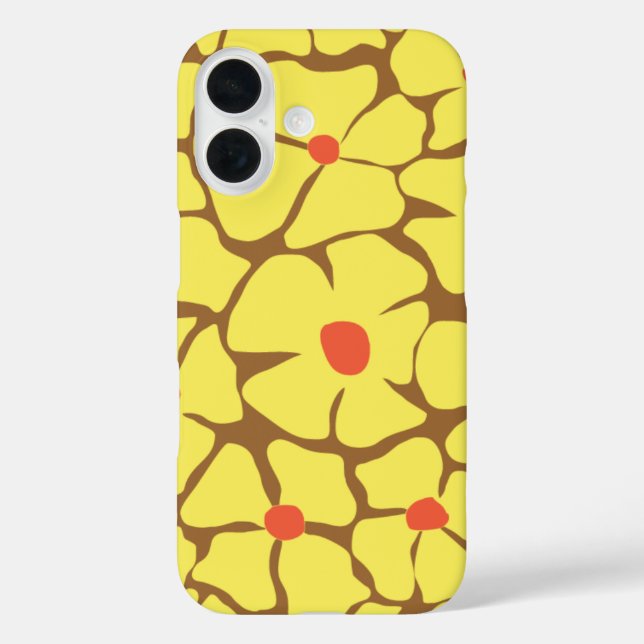 Coques Case-Mate iPhone Motif Fleur Abstrait Retro Jaune Fleur Gras (Verso)