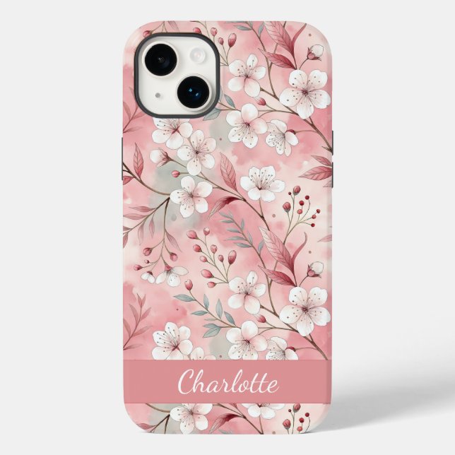 Coques Case-Mate iPhone Motif Fleur de Sakura Personnalisé Rose  (Verso)