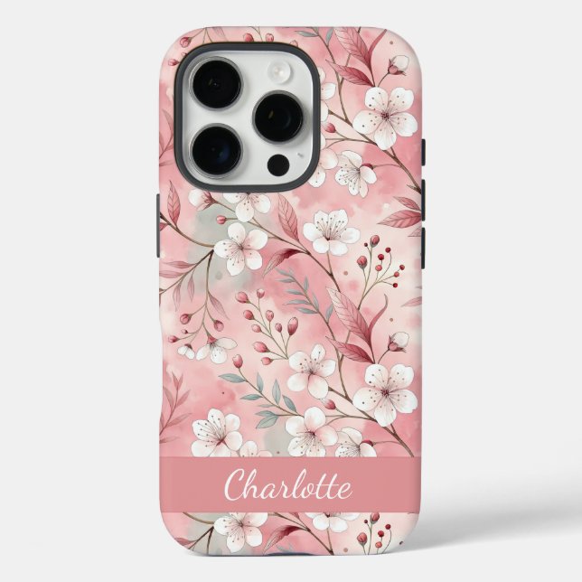 Coques Case-Mate iPhone Motif Fleur de Sakura Personnalisé Rose  (Verso)