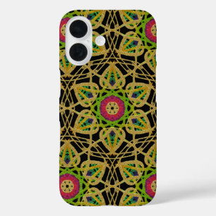Coque Pour iPhone 16 Motif Fleur d'or en métal martelé complexe