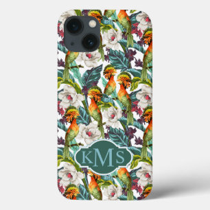 Coques Pour iPhone Motif Fleur Exotique Et Oiseau   Monogramme