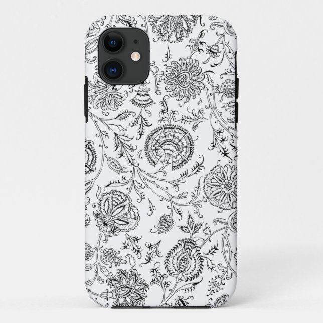Coques Case-Mate iPhone Motif Fleur noir et blanc (Dos)