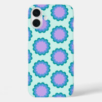 Motif Fleur rétro mignonne en Mint et violet
