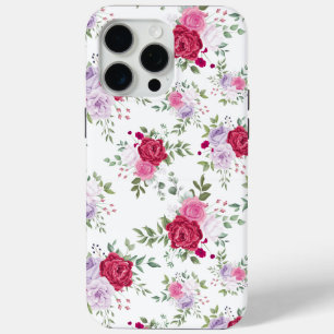 Coque Case-Mate iPhone Motif Fleur sauvage rose et rouge élégant