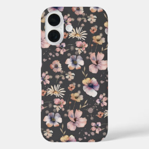 Coque Pour iPhone 16 Motif Fleurs Sauvages Aquarelle Bohème Triste