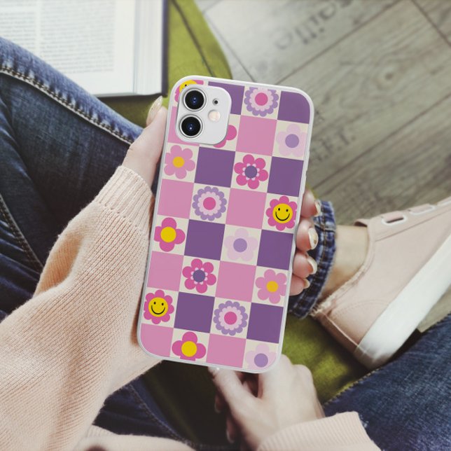 Coques Case-Mate iPhone Motif floral à carreaux rétro Y2K (Créateur téléchargé)