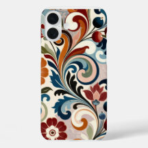 Motif floral à tourbillons botaniques vintage