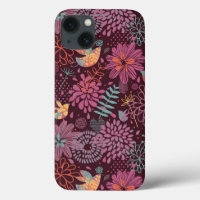 Motif floral abstrait avec des oiseaux