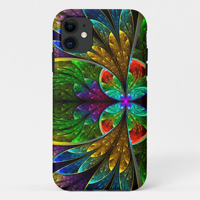 Coques Case-Mate iPhone Motif floral abstrait en verre souillé (Dos)