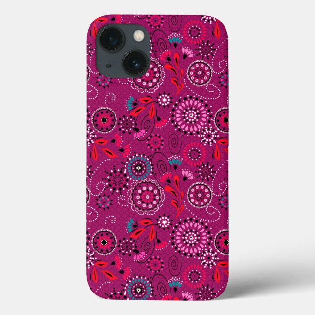 Coques Case-Mate iPhone Motif floral abstrait folklorique ethnique rétro c (Verso)