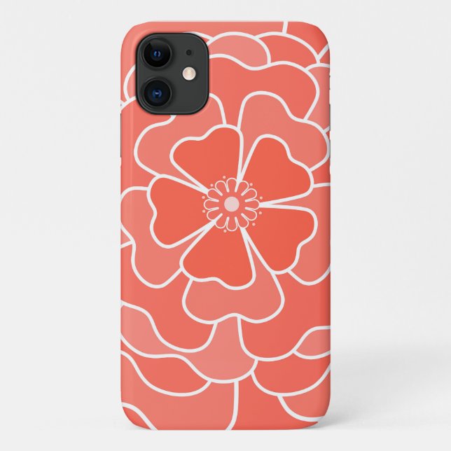 Coques Case-Mate iPhone Motif floral abstrait orange (Dos)